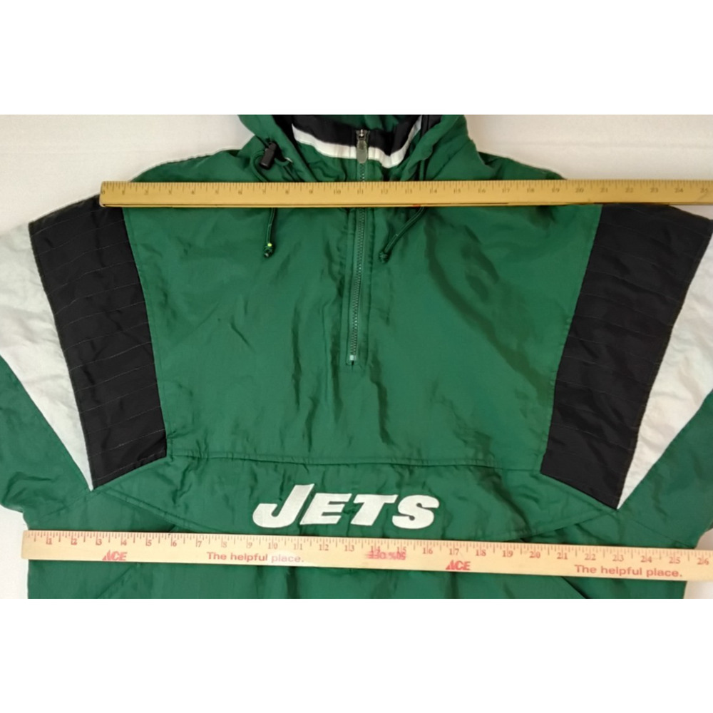 Vintage 90's NFL New York Jets Jacket Men's L 1/2 Zip Hooded Football #Z5805 - Picture 13 of 16